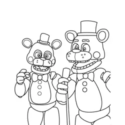Freddy Fazbear and Bonnie Singing FNAF Free Coloring Page for Kids