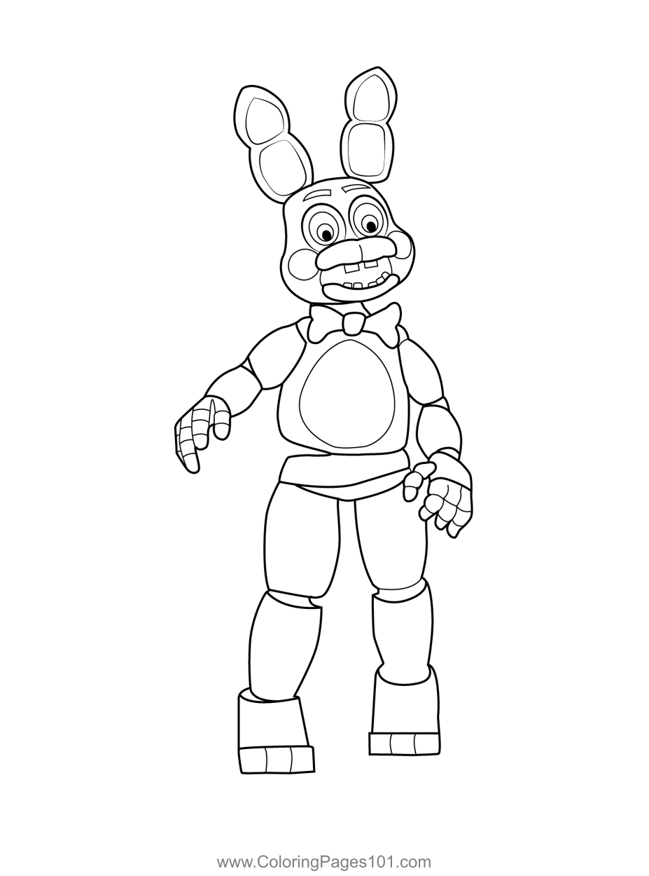 Toy Bonnie FNAF Coloring Page for Kids - Free Five Nights at Freddy's