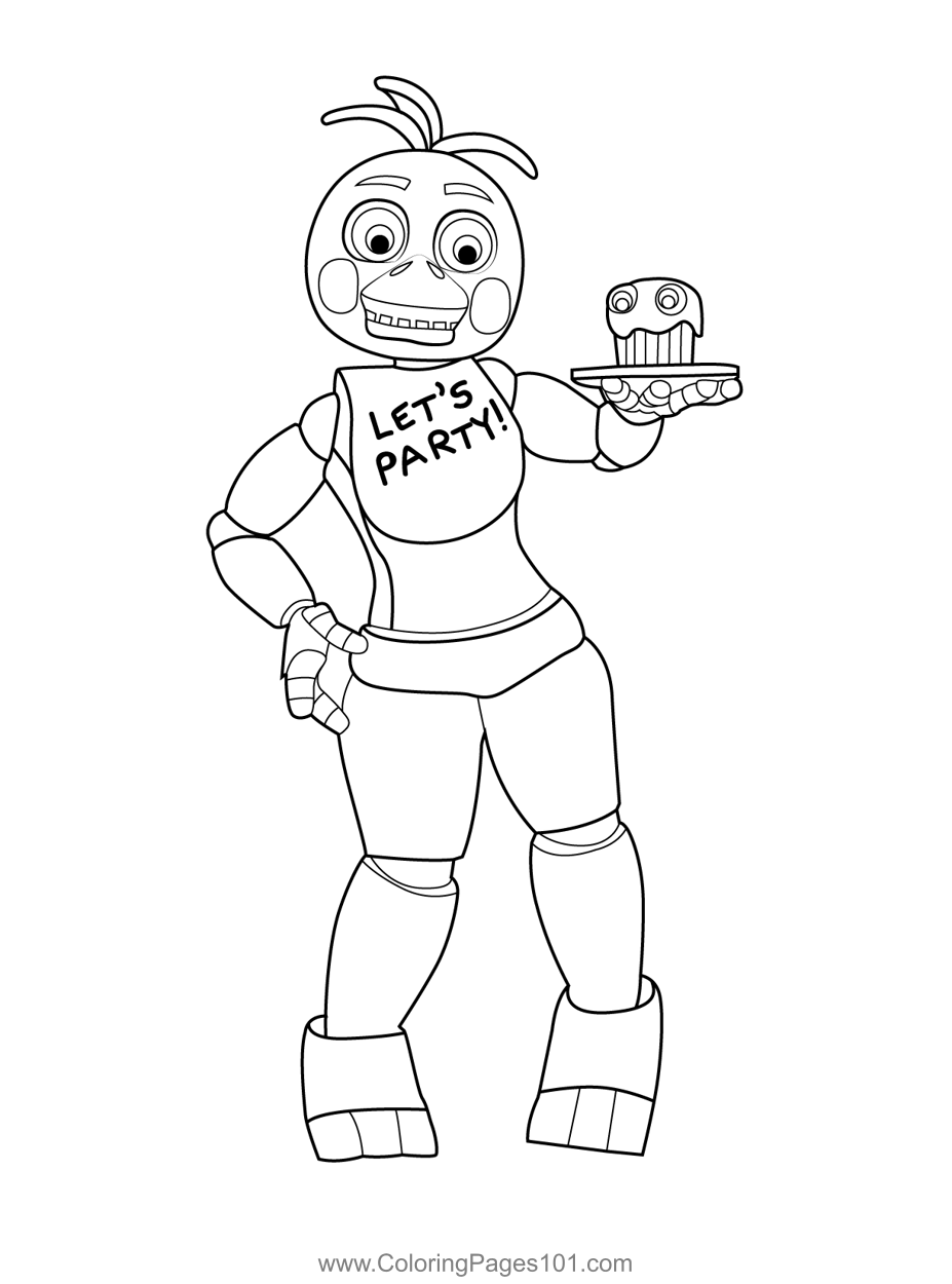 Withered Chica FNAF Coloring Page for Kids - Free Five Nights at