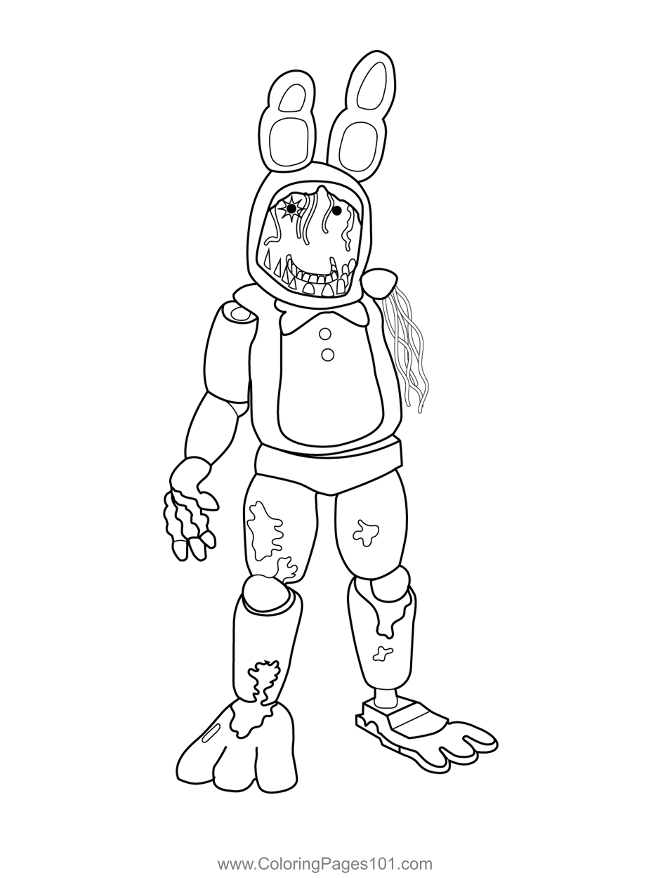 Withered Bonnie FNAF Coloring Page.