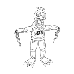 Withered Chica FNAF Free Coloring Page for Kids