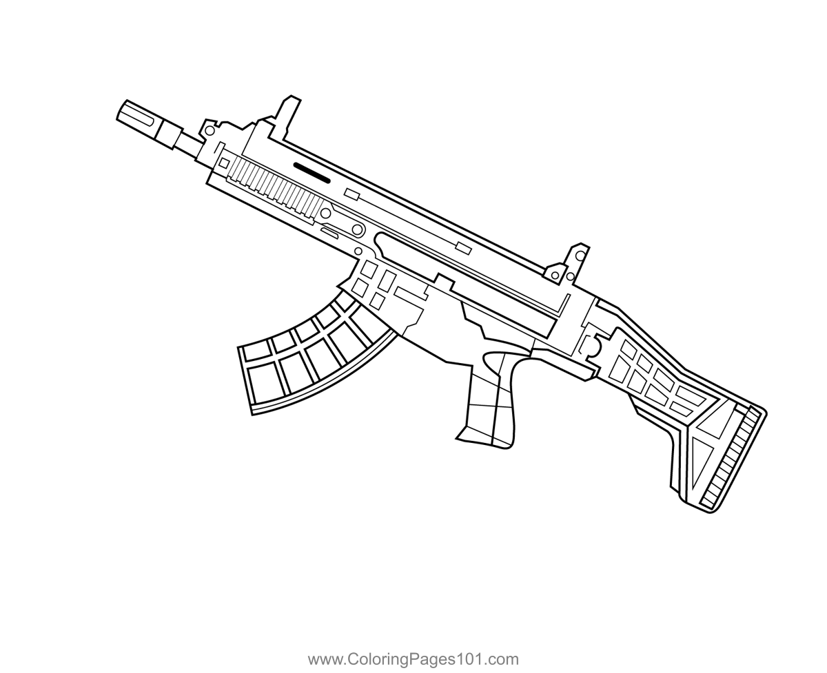 Assault Rifle Fortnite Coloring Page for Kids - Free Fortnite Printable ...