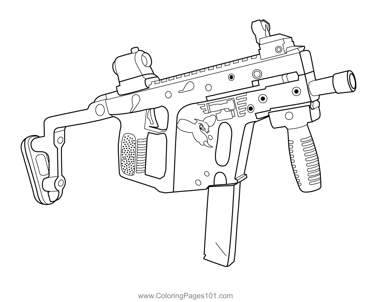 Submachine Gun Fortnite Coloring Page for Kids Free Fortnite