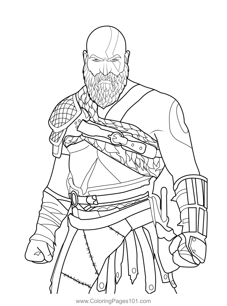 Kratos Fortnite Coloring Page for Kids - Free Fortnite Printable