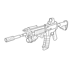 M4 Tactical Assault Rifle Modern Carbine 556 NATO Fortnite Free Coloring Page for Kids