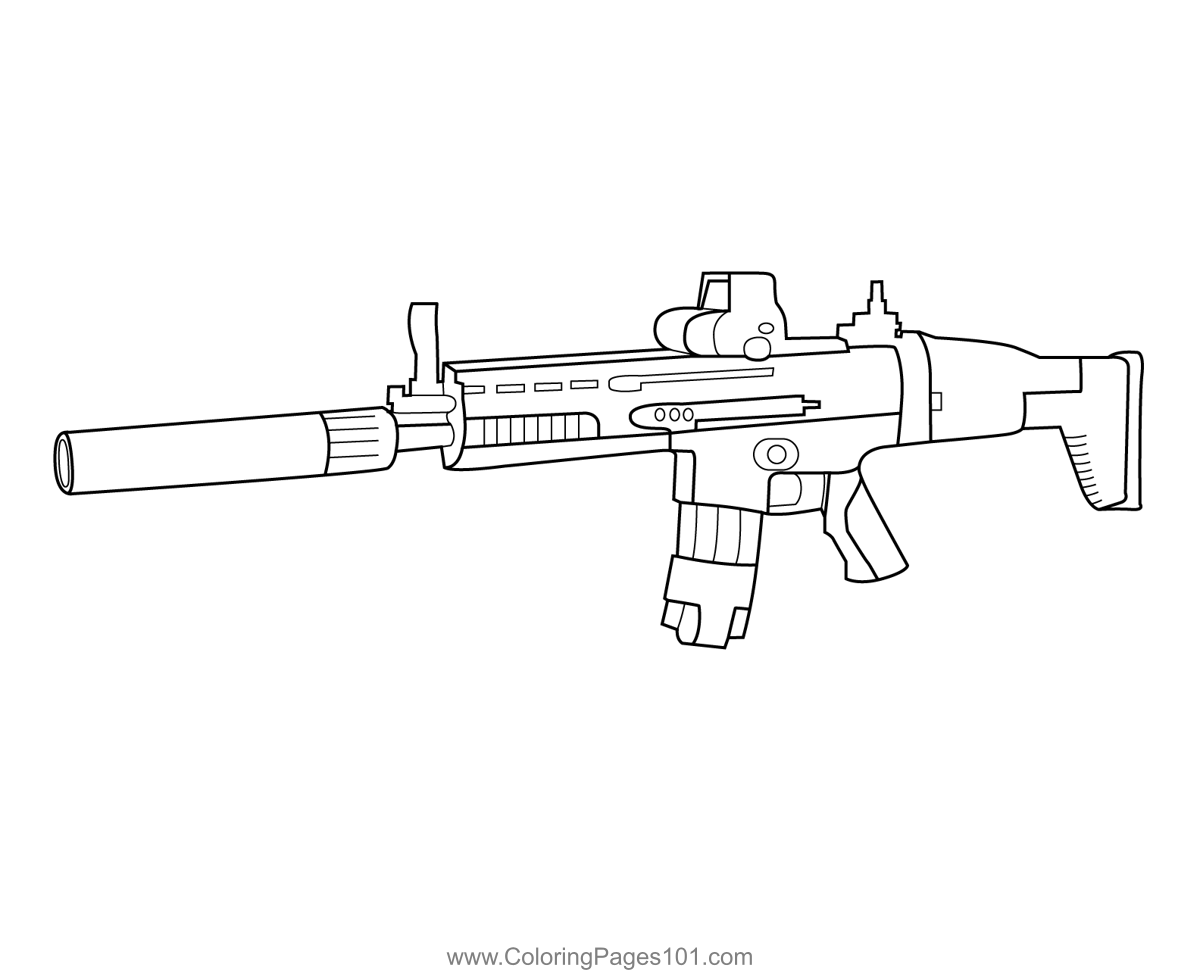 Tactical Assault Rifle Fortnite Coloring Page for Kids - Free Fortnite ...