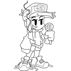 Cassette Girl Friday Night Funkin Free Coloring Page for Kids