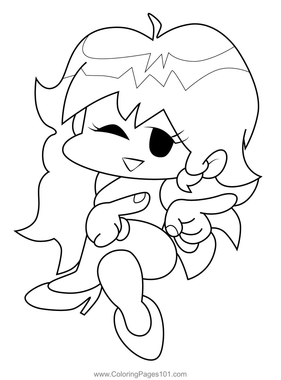 Girlfriend Right Pose Friday Night Funkin Coloring Page for Kids Free