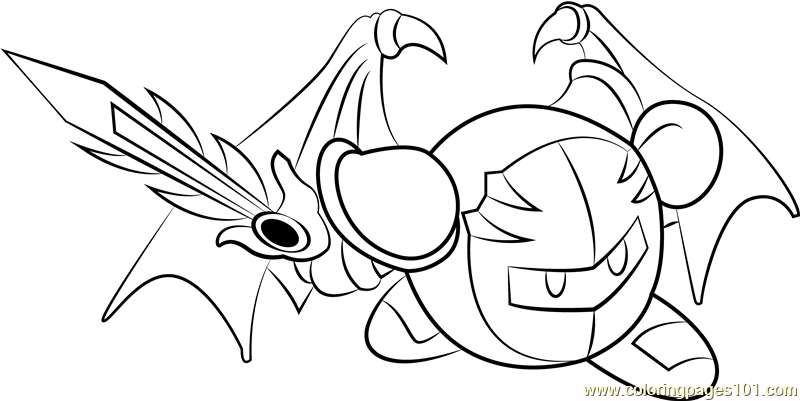 Meta Knight Coloring Page for Kids - Free Kirby Printable Coloring