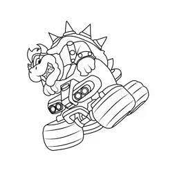 Bowser Mario Kart Free Coloring Page for Kids