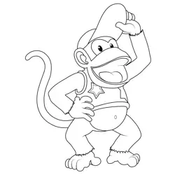 Diddy Kong Mario Kart Free Coloring Page for Kids