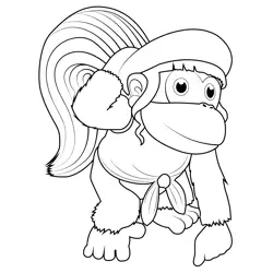 Dixie Kong Mario Kart Free Coloring Page for Kids