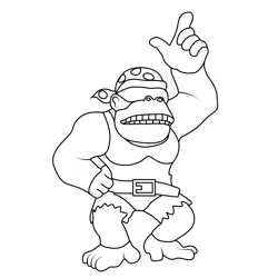 Funky Kong Mario Kart Free Coloring Page for Kids