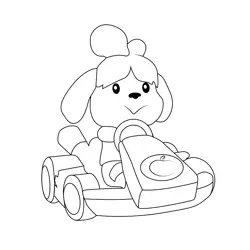 Isabelle Mario Kart Free Coloring Page for Kids