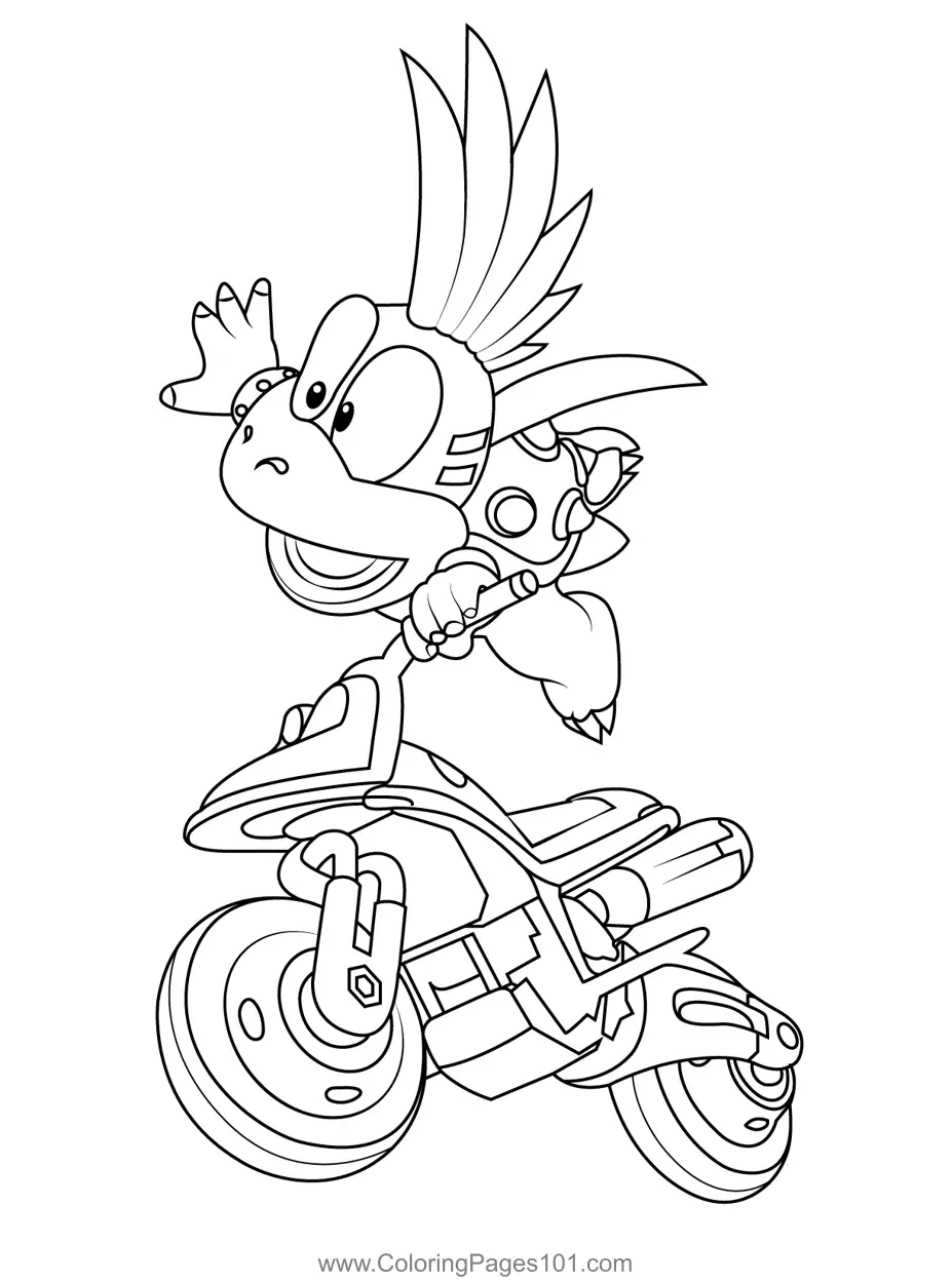 Lemmy Koopa Mario Kart Coloring Page for Kids - Free Mario Kart ...