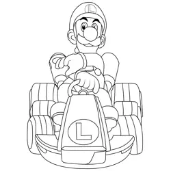 Luigi Mario Kart Free Coloring Page for Kids