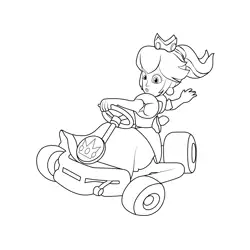 Princess Peach Mario Kart Free Coloring Page for Kids
