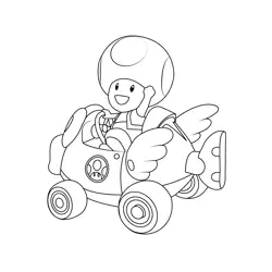Toad Mario Kart Free Coloring Page for Kids