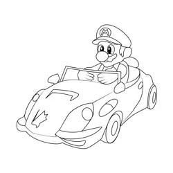 Ultra Speeder Mario Kart Free Coloring Page for Kids