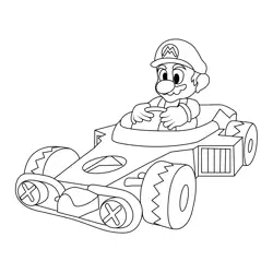 X Racer Mario Kart Free Coloring Page for Kids