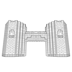 Castle Walls Gate Minecraft Free Coloring Page for Kids