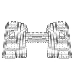 Castle Walls Gate Minecraft Free Coloring Page for Kids