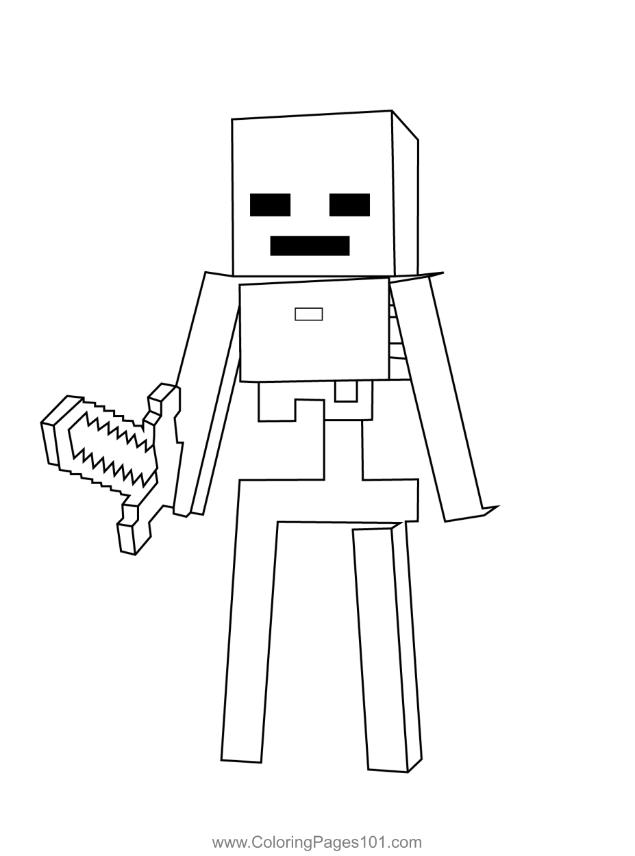 Minecraft Skeleton With Bow Coloring Pages