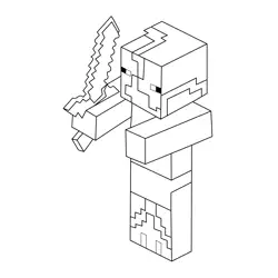 Zombie Pigmen Minecraft Free Coloring Page for Kids