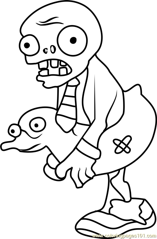 Ducky Tube Zombie Coloring Page for Kids Free Plants vs. Zombies