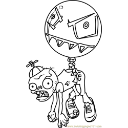 Balloon Zombie Free Coloring Page for Kids