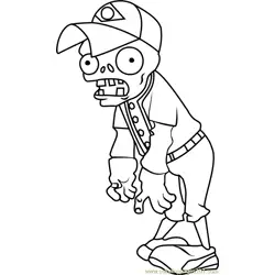 Baseball Zombie Free Coloring Page for Kids