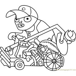 Catapult Baseball Zombie Free Coloring Page for Kids