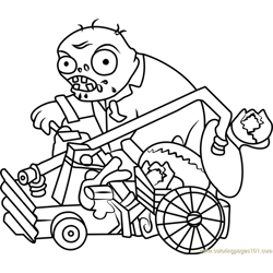 Catapult Zombie Free Coloring Page for Kids