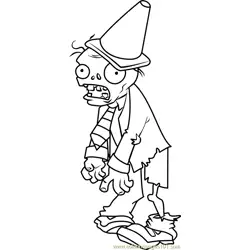 Conehead Zombie Free Coloring Page for Kids