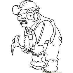 Digger Zombie Free Coloring Page for Kids
