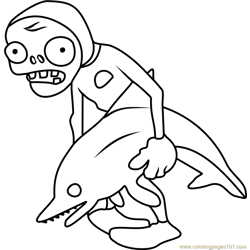 Dolphin Rider Zombie Free Coloring Page for Kids