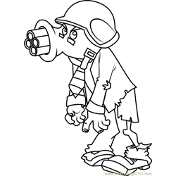 Gatling Pea Zombie Free Coloring Page for Kids