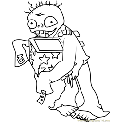 Jack-in-the-Box Zombie Free Coloring Page for Kids