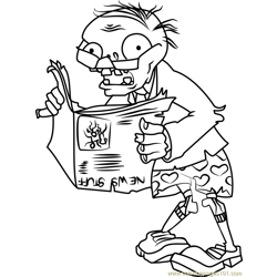Newspaper Zombie Free Coloring Page for Kids