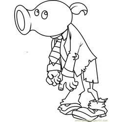 Peashooter Zombie Free Coloring Page for Kids