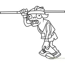 Pole Vaulting Zombie Free Coloring Page for Kids