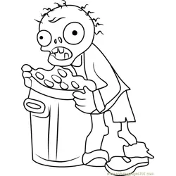 Trash Can Zombie Free Coloring Page for Kids