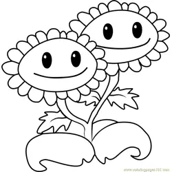 Twin Sunflower Free Coloring Page for Kids