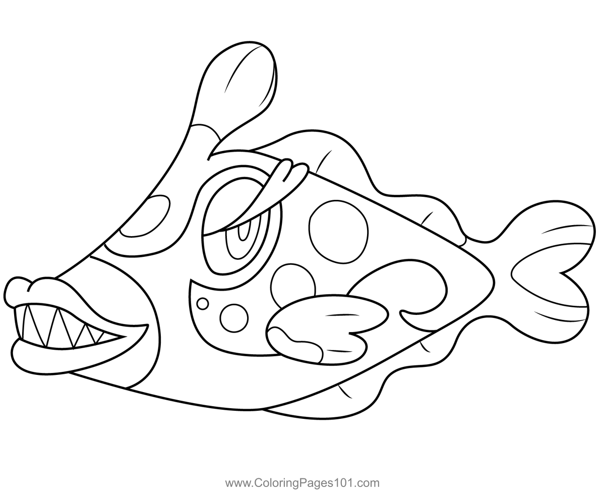 Free Pokémon Printable Coloring Page Bruxish – Instant PDF Download