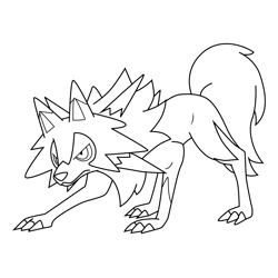 Lycanroc Pokemon Free Coloring Page for Kids