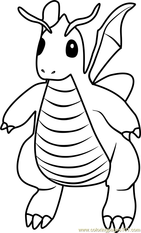 Dragonite Pokemon GO Coloring Page for Kids - Free Pokemon GO Printable