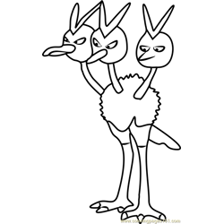 Dodrio Pokemon GO Free Coloring Page for Kids