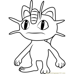 Meowth Pokemon GO Free Coloring Page for Kids