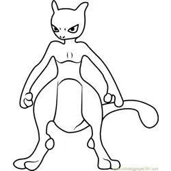 Mewtwo Pokemon GO Free Coloring Page for Kids