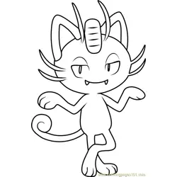Alola Meowth Pokemon Sun and Moon Free Coloring Page for Kids
